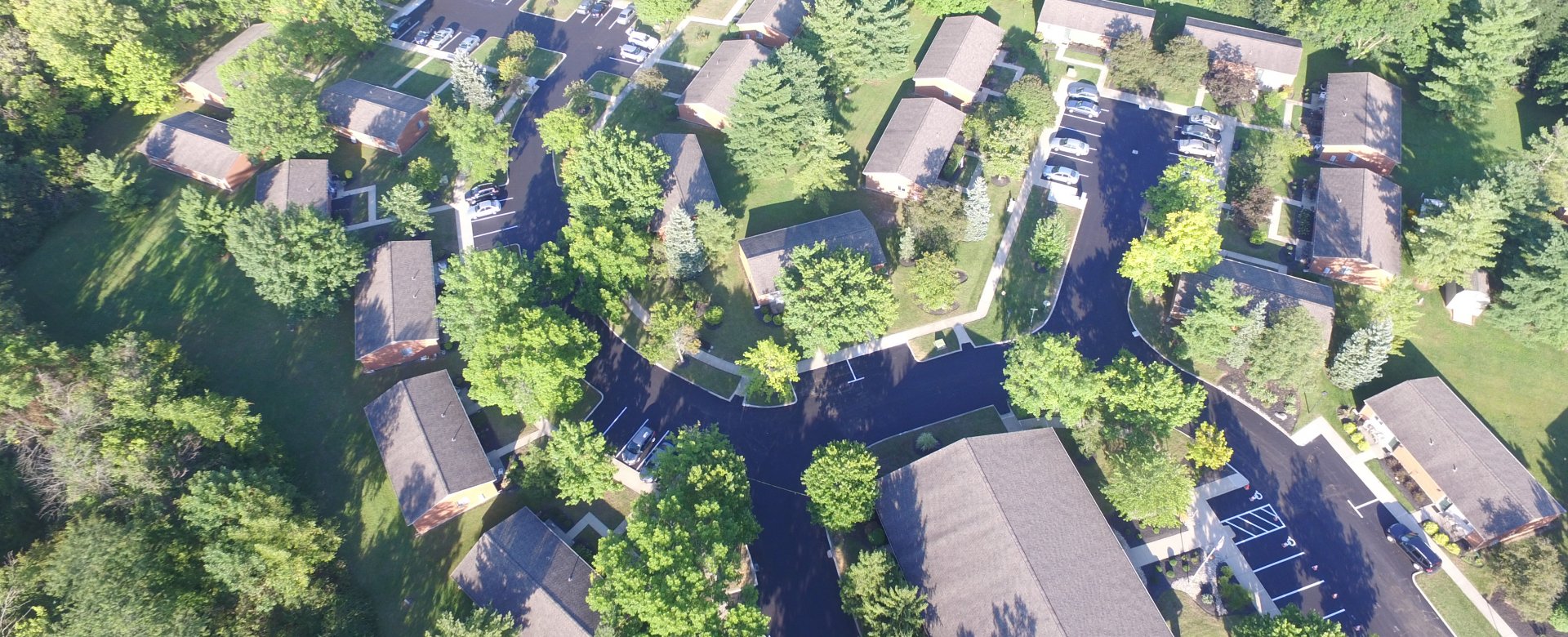 aerial view of a residential community